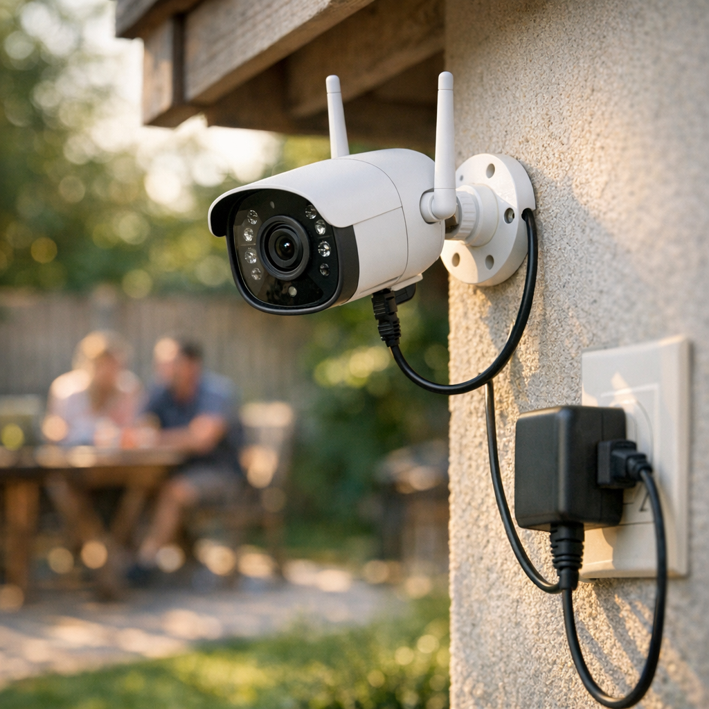 Wi‑Fi pour la vidéo, câble pour l’énergie : pourquoi une caméra peut rester “sans fil” en données mais pas en alimentati